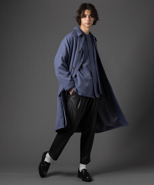 MYSELF ABAHOUSE（マイセルフアバハウス）の「【MYSELF ABAHOUSE】ネオレザー ワンタック スリム テーパード パンツ（その他パンツ・メンズ・グレイッシュベージュ/ブラック・46/48）」の18枚目の写真