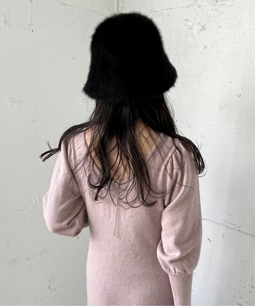 EPIMI E'PIMMY（エピミエピミー）の「パフスリーブフレアニットワンピース（ワンピース・レディース・ベージュ/ダークブルー/ピンクベージュ・MEDIUM）」の20枚目の写真