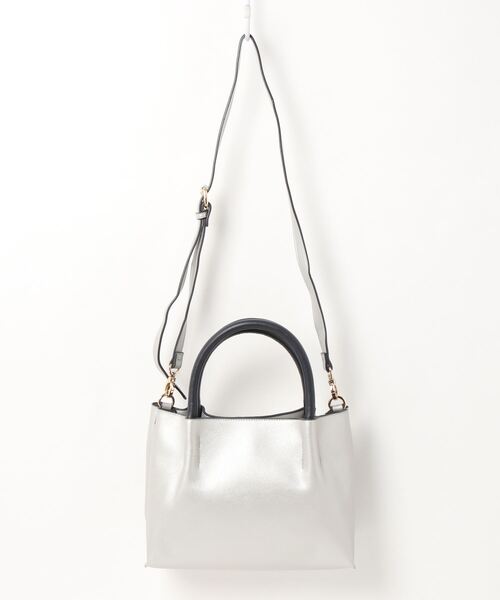 Simplicite（サンプリシテ）の「2wayバイカラーハンドルミニトート（ショルダーバッグ・レディース・ブラック/シルバー・FREE）」の2枚目の写真