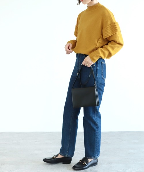 reca（レカ）の「ショルダーフリルニット（ニット/セーター・レディース・アイボリー/ブラック/マスタード・M）」の7枚目の写真