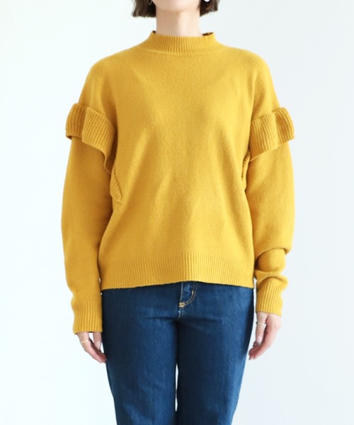 reca（レカ）の「ショルダーフリルニット（ニット/セーター・レディース・アイボリー/ブラック/マスタード・M）」の12枚目の写真