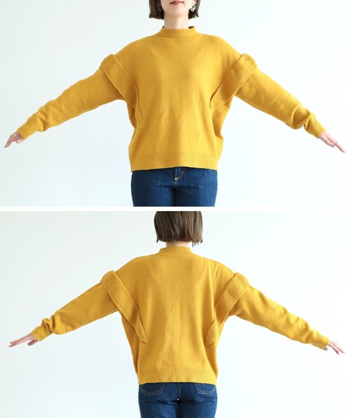 reca（レカ）の「ショルダーフリルニット（ニット/セーター・レディース・アイボリー/ブラック/マスタード・M）」の15枚目の写真