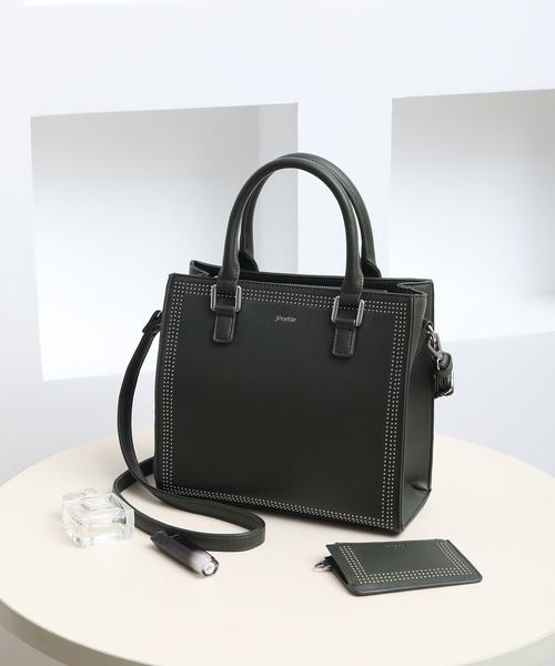 jouetie(ジュエティ)の「【jouetie/ジュエティ】マイクロスタッズ 両アオリポケットスクエアトートバッグ(トートバッグ・レディース・ブラック/アイボリー/ベージュ系その他/ダークグリーン/ゴールド/シルバー・FREE)」の12枚目の写真