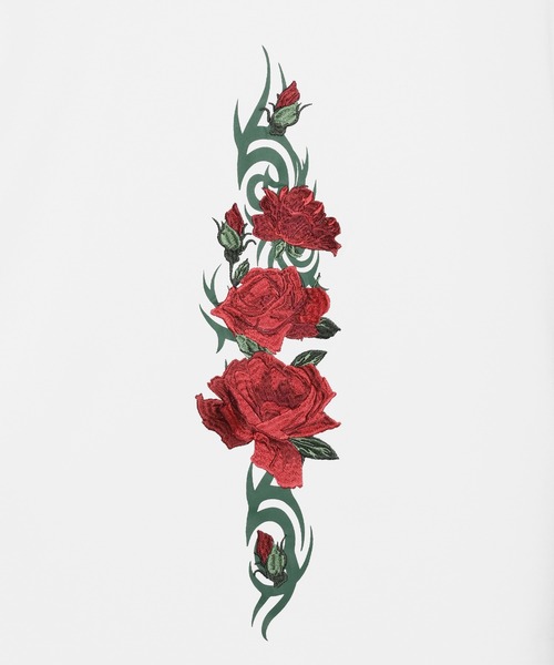 LEGENDA(レジェンダ)の「レジェンダ Tribal Rose エンブロイダリー Tシャツ / LEGENDA Tribal Rose Embroidery T-Shirt (Tシャツ/カットソー・メンズ・ホワイト×レッド/ブラック×レッド/ブラック×パープル/ブラック×ホワイト/ホワイト×パープル/ホワイト×ホワイト/ホワイト×エメラルドグリーン/ブラック×グリーン/ホワイト×ブルー/ブラック×ブルー・FREE)」の17枚目の写真