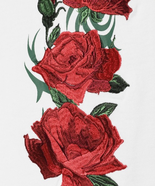 LEGENDA(レジェンダ)の「レジェンダ Tribal Rose エンブロイダリー Tシャツ / LEGENDA Tribal Rose Embroidery T-Shirt (Tシャツ/カットソー・メンズ・ホワイト×レッド/ブラック×レッド/ブラック×パープル/ブラック×ホワイト/ホワイト×パープル/ホワイト×ホワイト/ホワイト×エメラルドグリーン/ブラック×グリーン/ホワイト×ブルー/ブラック×ブルー・FREE)」の15枚目の写真