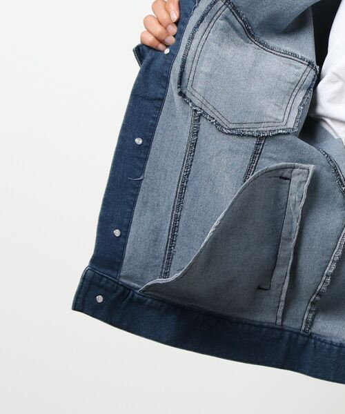 semantic design（セマンティックデザイン）の「セマンティックデザイン/semantic design  リサイクルコットン セットアップ デニムシャツジャケット （セットアップパンツございます）（デニムジャケット・メンズ・ブラック/ネイビー・MEDIUM/LARGE）」の3枚目の写真