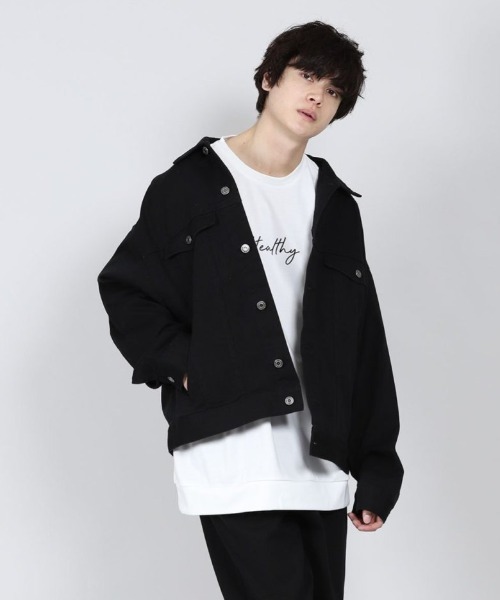 semantic design（セマンティックデザイン）の「セマンティックデザイン/semantic design  リサイクルコットン セットアップ デニムシャツジャケット （セットアップパンツございます）（デニムジャケット・メンズ・ブラック/ネイビー・MEDIUM/LARGE）」の2枚目の写真