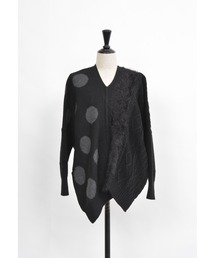 ミックスニット　ポンチョプルオーバー