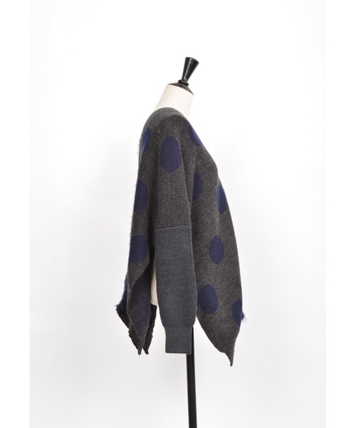 gomme（ゴム）の「ミックスニット　ポンチョプルオーバー（ポンチョ・レディース・ブラック/チャコールグレー・MEDIUM）」の17枚目の写真