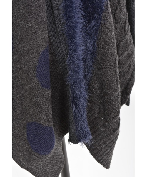 gomme（ゴム）の「ミックスニット　ポンチョプルオーバー（ポンチョ・レディース・ブラック/チャコールグレー・MEDIUM）」の5枚目の写真