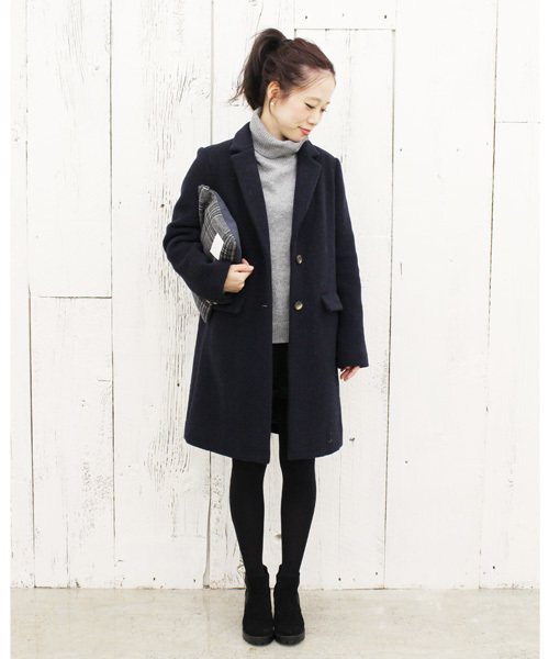 Chico(チコ)の「ロングチェスターコート(チェスターコート・レディース・グレー/ネイビー・FREE)」の2枚目の写真