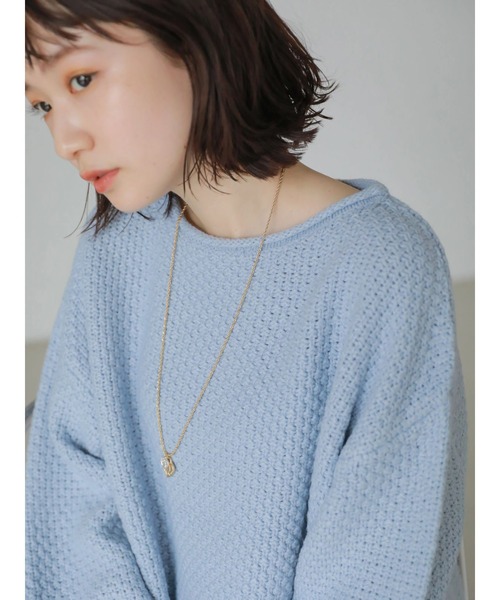 AMERICAN HOLIC(アメリカンホリック)の「ポップコーン編みニットプルオーバー(ニット/セーター・レディース・サックスブルー/オレンジ/アイボリー/グレー・M/L)」の15枚目の写真