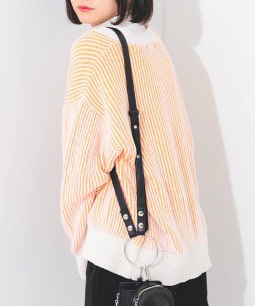 nemne store（ネンネストア）の「ストライプジャガードカーディガン（カーディガン/ボレロ・レディース・オレンジ/グリーン/ラベンダー・フリー）」の3枚目の写真