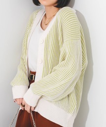 ストライプジャガードカーディガン