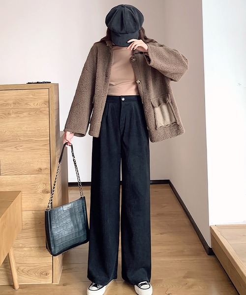 Dita Muaj.(ディータムアージュ)の「ハイウエストコーデュロイワイドパンツ(その他パンツ・レディース・ブラック/ブラウン/ライトベージュ/スモークピンク・SMALL/MEDIUM/LARGE/X-LARGE)」の8枚目の写真