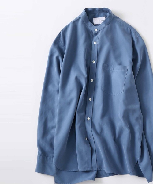 ADAM ET ROPE'(アダムエロペ)の「リラックスドレープ レーヨンスエード とろみバンドカラーシャツ(シャツ/ブラウス・メンズ・グリーン/グリーン系その他2/ブルー系その他5/ピンク系その他2・M/L)」の8枚目の写真