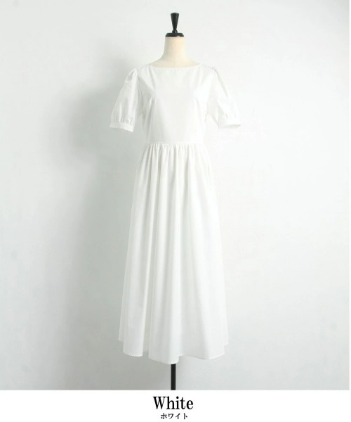 &. NOSTALGIA（アンドドットノスタルジア）の「《マシェリコラボ》パフスリーブコットンOP（ワンピース・レディース・ホワイト/ブラック・FREE）」の19枚目の写真