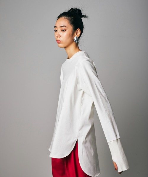 Limue(リミュ)の「ニットリブロングスリーブカットソー(Tシャツ/カットソー・レディース・ブラック/ホワイト・FREE)」の5枚目の写真