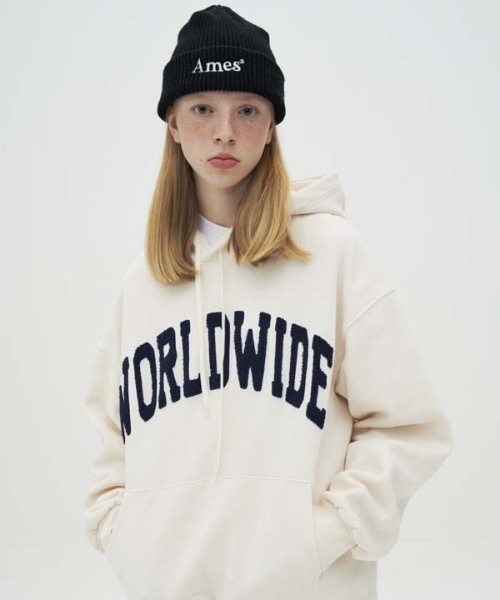 AMESWORLDWIDE(アメスワールドワイド)の「【AMESWORLDWIDE 】WORLDWIDEシグネチャーフーディ / WORLDWIDE SIGNATURE HOODIE(パーカー・レディース・アイボリー・MEDIUM/LARGE)」の1枚目の写真