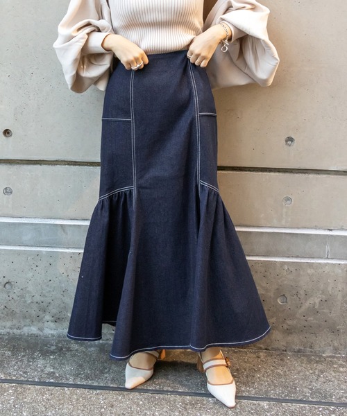 RANDA（ランダ）の「デニムマーメイドスカート（スカート・レディース・ブラック/ベージュ/インディゴブルー・1/0）」の3枚目の写真