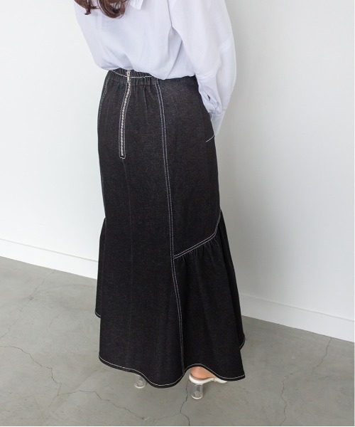 RANDA（ランダ）の「デニムマーメイドスカート（スカート・レディース・ブラック/ベージュ/インディゴブルー・1/0）」の5枚目の写真