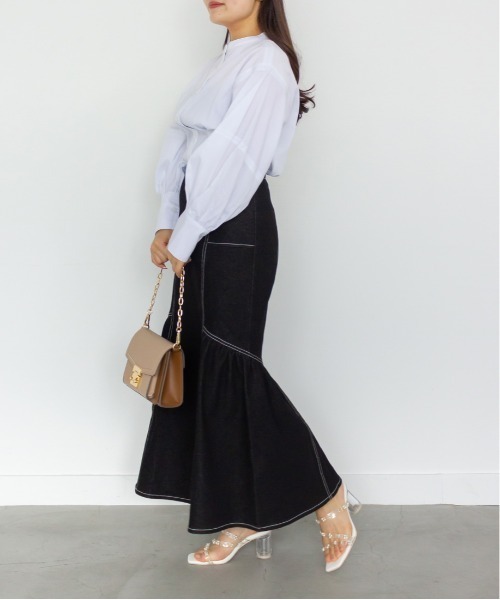 RANDA（ランダ）の「デニムマーメイドスカート（スカート・レディース・ブラック/ベージュ/インディゴブルー・1/0）」の6枚目の写真