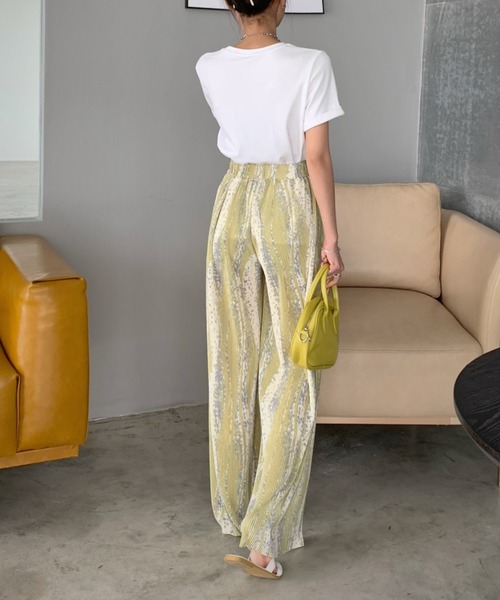 Diosfront（ディオスフロント）の「マーブル柄プリーツワイドパンツ（その他パンツ・レディース・ライトブルー/ブラック/ネイビー/グリーン・S/M）」の7枚目の写真