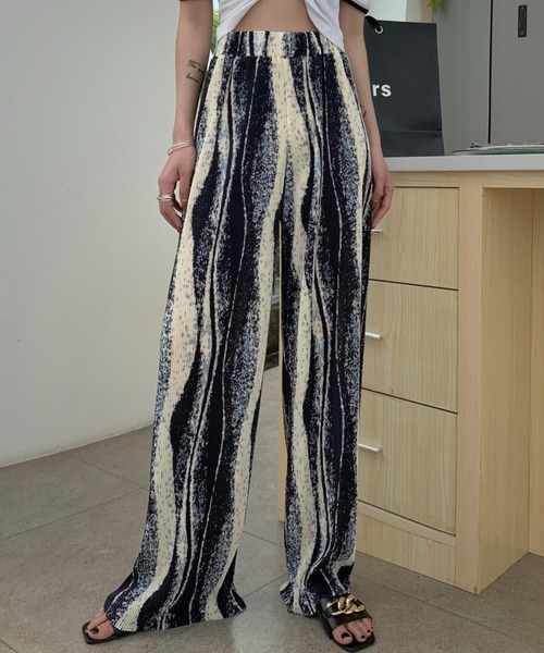 Diosfront（ディオスフロント）の「マーブル柄プリーツワイドパンツ（その他パンツ・レディース・ライトブルー/ブラック/ネイビー/グリーン・S/M）」の15枚目の写真