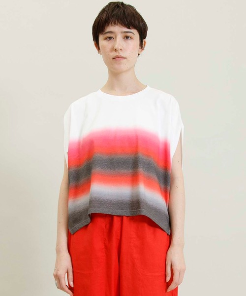 Johnbull（ジョンブル）の「スプレーボーダーポンチョTシャツ（Tシャツ/カットソー・レディース・ピンク/グリーン/ブルー・FREE）」の8枚目の写真