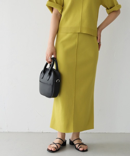 HER CLOSET（ハークローゼット）の「【shemoshelly】スウェットライクダンボールニットタイトスカート（スカート・レディース・ネイビー/オフホワイト/オレンジ/マスタード・M）」の20枚目の写真