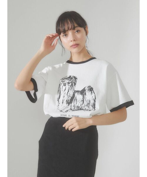 merry jenny（メリージェニー）の「リンガーterrier Tee（Tシャツ/カットソー・レディース・ブラック/オフホワイト・FREE）」の3枚目の写真