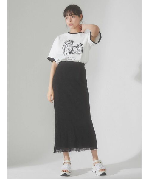 merry jenny（メリージェニー）の「リンガーterrier Tee（Tシャツ/カットソー・レディース・ブラック/オフホワイト・FREE）」の13枚目の写真