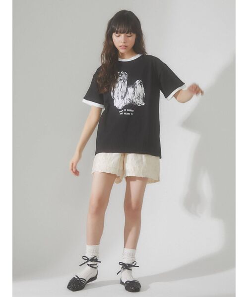 merry jenny（メリージェニー）の「リンガーterrier Tee（Tシャツ/カットソー・レディース・ブラック/オフホワイト・FREE）」の14枚目の写真