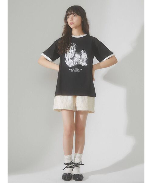 merry jenny（メリージェニー）の「リンガーterrier Tee（Tシャツ/カットソー・レディース・ブラック/オフホワイト・FREE）」の11枚目の写真
