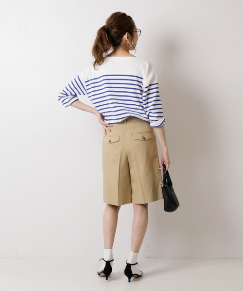 Spick & Span(スピックアンドスパン)の「コットン総針ボーダーニットプルオーバー(ニット/セーター・レディース・ブラック/ブルー・FREE)」の9枚目の写真
