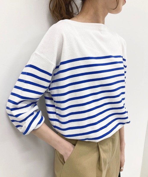 Spick & Span(スピックアンドスパン)の「コットン総針ボーダーニットプルオーバー(ニット/セーター・レディース・ブラック/ブルー・FREE)」の10枚目の写真