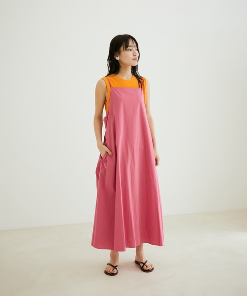 SALON adam et rope'（サロン アダム エ ロペ）の「バッククロススクエアネックキャミワンピース［MEDI Veil］【抗菌・消臭・UVケア】（ワンピース・レディース・ブラック/キャメル/ピンク・FREE）」の6枚目の写真