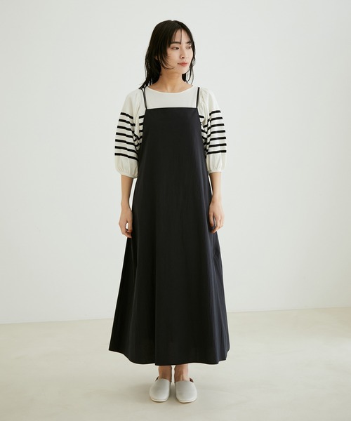 SALON adam et rope'（サロン アダム エ ロペ）の「バッククロススクエアネックキャミワンピース［MEDI Veil］【抗菌・消臭・UVケア】（ワンピース・レディース・ブラック/キャメル/ピンク・FREE）」の5枚目の写真