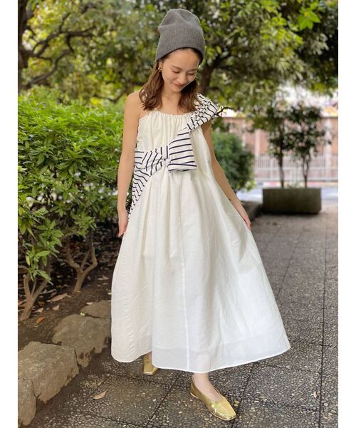 Ungrid（アングリッド）の「ギャザーキャミワンピース（ワンピース・レディース・オフホワイト/ブラック/グリーン系その他・FREE）」の7枚目の写真