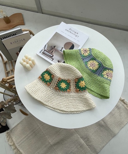 AS KNOW AS plus（アズノゥアズプラス）の「●ペーパークロシェハット（ハット・レディース・アイボリー/ブラック/モカ/ベージュ/グリーン・FREE）」の9枚目の写真