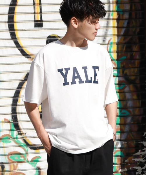 ZIP FIVE(ジップファイブ)の「【YALE】 カレッジロゴ プリント ビッグシルエット 綿100 半袖 Tシャツ(Tシャツ/カットソー・メンズ・ホワイト系/ネイビー系/アイボリー系/ネイビー/グレー系/ホワイト/チャコール/オートミール/ホワイト系1/グレー系1/アイボリー系1/ネイビー系1・X-LARGE/MEDIUM/LARGE)」の22枚目の写真