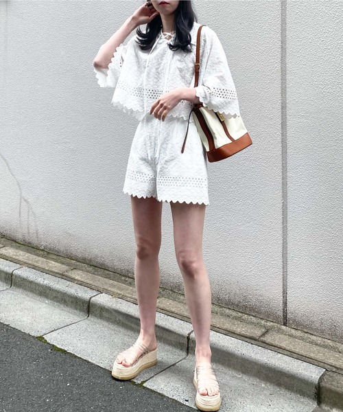 archives(アルシーヴ)の「【setup対応】カットワークショートパンツ(その他パンツ・レディース・ブラック/オフホワイト・MEDIUM)」の5枚目の写真