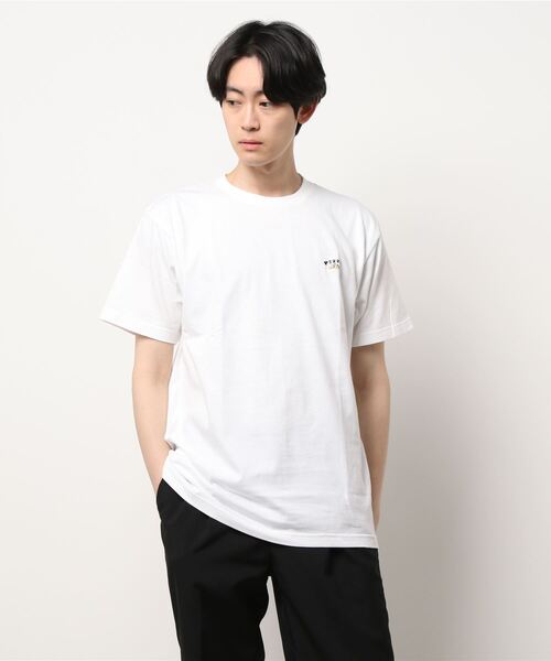 HOUSTON(ヒューストン)の「【HOUSTON】PRINT EMBROIDERY TEE (PIZZA)(Tシャツ/カットソー・メンズ・オレンジ/ホワイト・MEDIUM/LARGE/XX-LARGE/X-LARGE)」の1枚目の写真