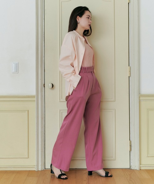 TINA：JOJUN（ティーナジョジュン）の「ツータック スラックスパンツ TINA：JOJUN（スラックス・レディース・スカイブルー/ブラック/ピンク・S/M）」の4枚目の写真