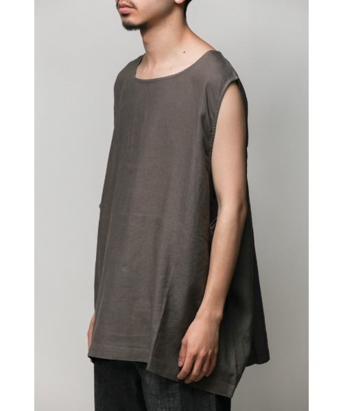 Badhiya(バディ―ヤ)の「Nosleeve pullover-linen(タンクトップ・メンズ・ブラック/グレー/グリーン・FREE)」の3枚目の写真