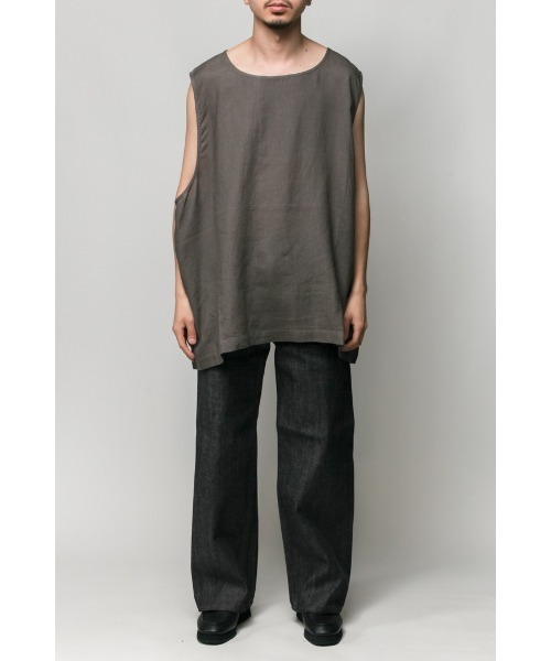 Badhiya(バディ―ヤ)の「Nosleeve pullover-linen(タンクトップ・メンズ・ブラック/グレー/グリーン・FREE)」の14枚目の写真