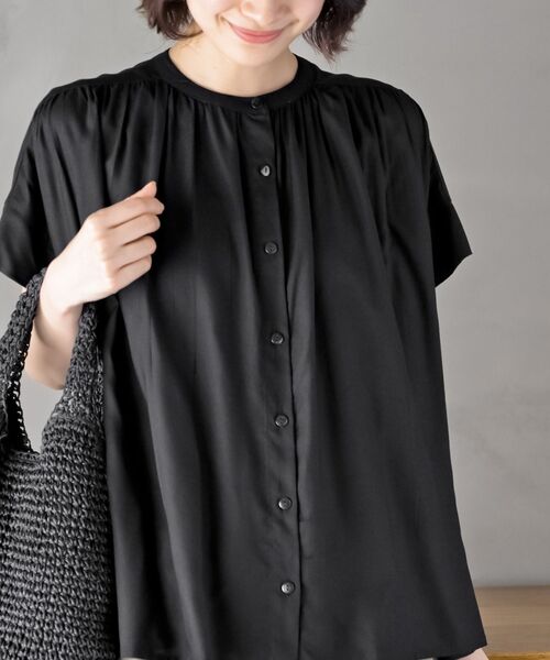 レーヨンバンドカラーギャザーブラウス（シャツ/ブラウス）｜rps