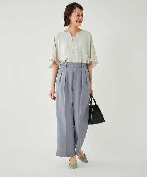 極美品♡グリーンレーベルリラクシング　ノーカラー　ワイドパンツ　ウエストリボン green label relaxing（グリーンレーベルリラクシング）の