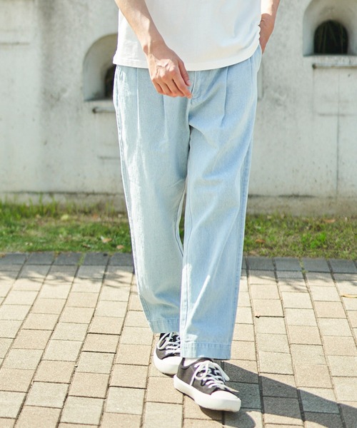 ADPOSION（アドポーション）の「【WEB限定】ワイドデニムパンツ / Tuck Denim Wide Pants（デニムパンツ・メンズ・ホワイト/サックスブルー/インディゴブルー・LARGE/MEDIUM/SMALL）」の10枚目の写真
