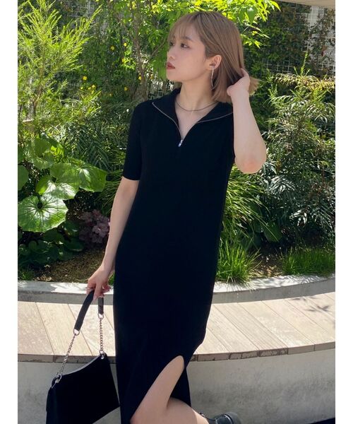 MURUA（ムルーア）の「ハーフジップスリットワンピース（ワンピース・レディース・ブラック/ブルー/ベージュ・FREE）」の10枚目の写真